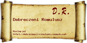 Debreczeni Romulusz névjegykártya